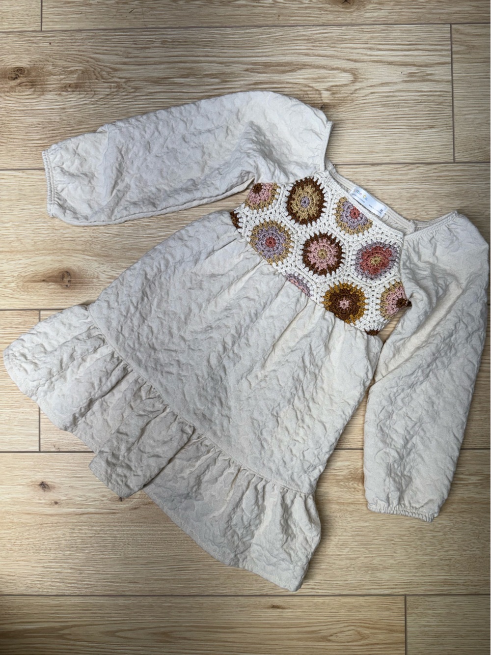 little co long sleeve crochet fall dress